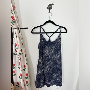 Outdoor Voices Exercise Dress - Leotard, Navy/White Speckled Pattern - LARGE